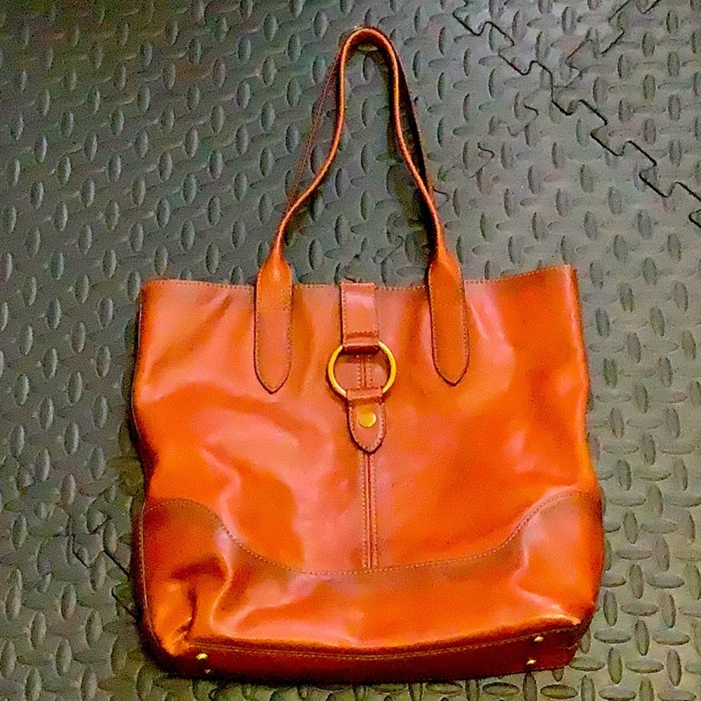 Frye Melissa Leather Cognac Brown Tote Shoulder Bag Used